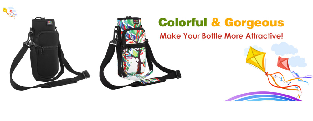 2 Pockets Neoprene Insulated Water Bottle Holder