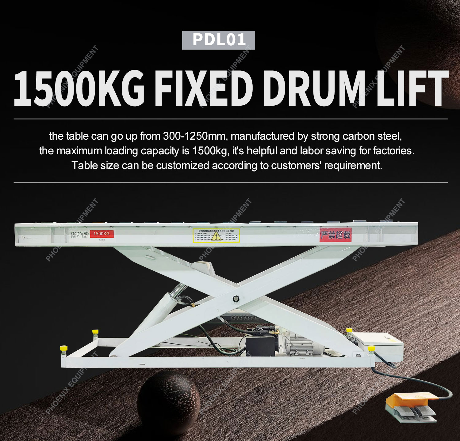 3kw 380v/50hz Electric Lifting Roller Table and Versatile for Building Material Shops