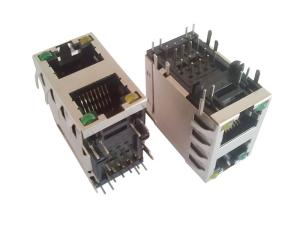 China Stacked Dual RJ45 Jack 500MΩ High Insulation Resistance 120 - 150V AC Voltage Rating wholesale
