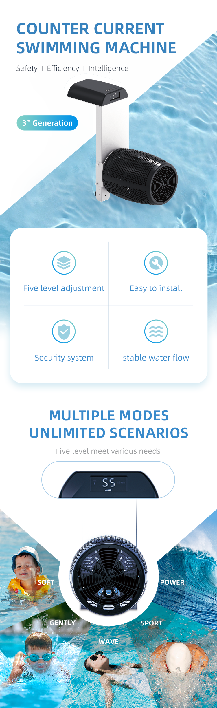 Brushless DC Motor Endless Pool Swimming Water Jet Machine for Counter Current Pool