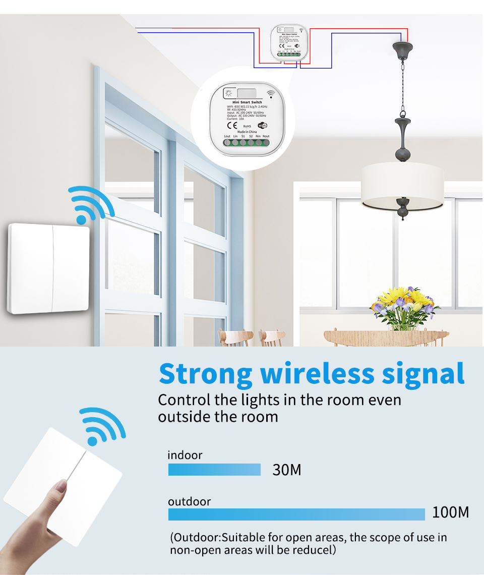 Waterproof Tuya Smart Switch Push Button Panel WiFi Wireless Remote Control