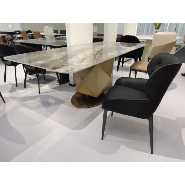 Foshan Supplier High Quality Gold Stainless Steel Dining Table Living Room Dining Table Ceramic With Marble Stone Top