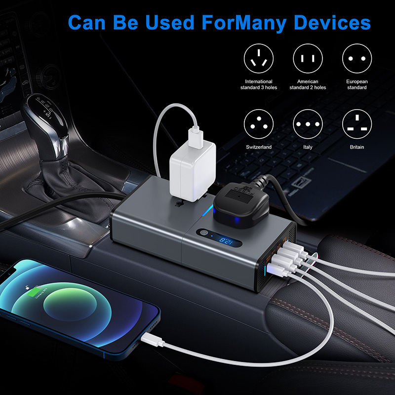 200W Electric Dc To Ac Power Inverter For Car 200W Usb Fast Charging 12V Dc To 220V Ac Power Car Inverter