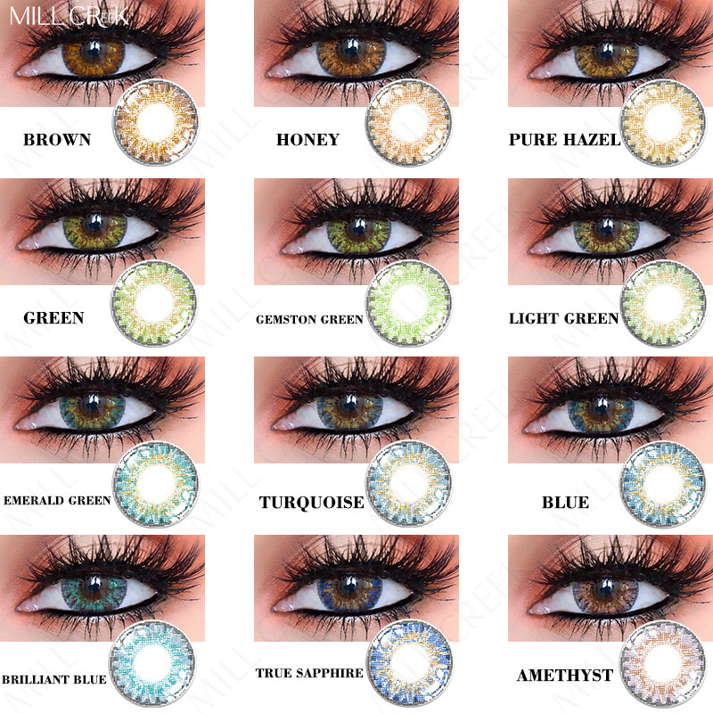 14.5mm Colored Light Green Contact Lenses Non Prescription For Dark Eyes