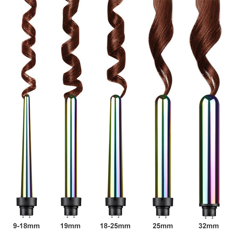 Instant Heat Up Interchangeable Hair Curler Titanium Tourmaline Barrels