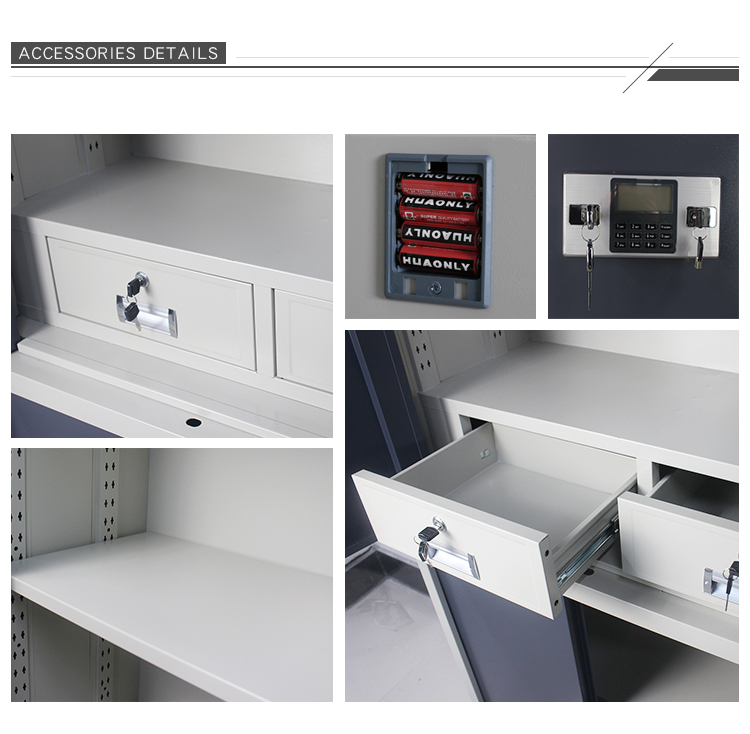 Electronic Smart Lock ISO9001 Confidential Cabinet Two Doors Vertical White