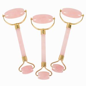 China Custom Pink Rose Quartz Facial Roller Jade Face Massager wholesale