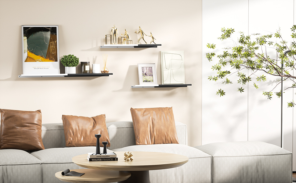 Floating Wall Shelf Modern Metal Decorative Display Rack Steel Frame Decorative Shelf