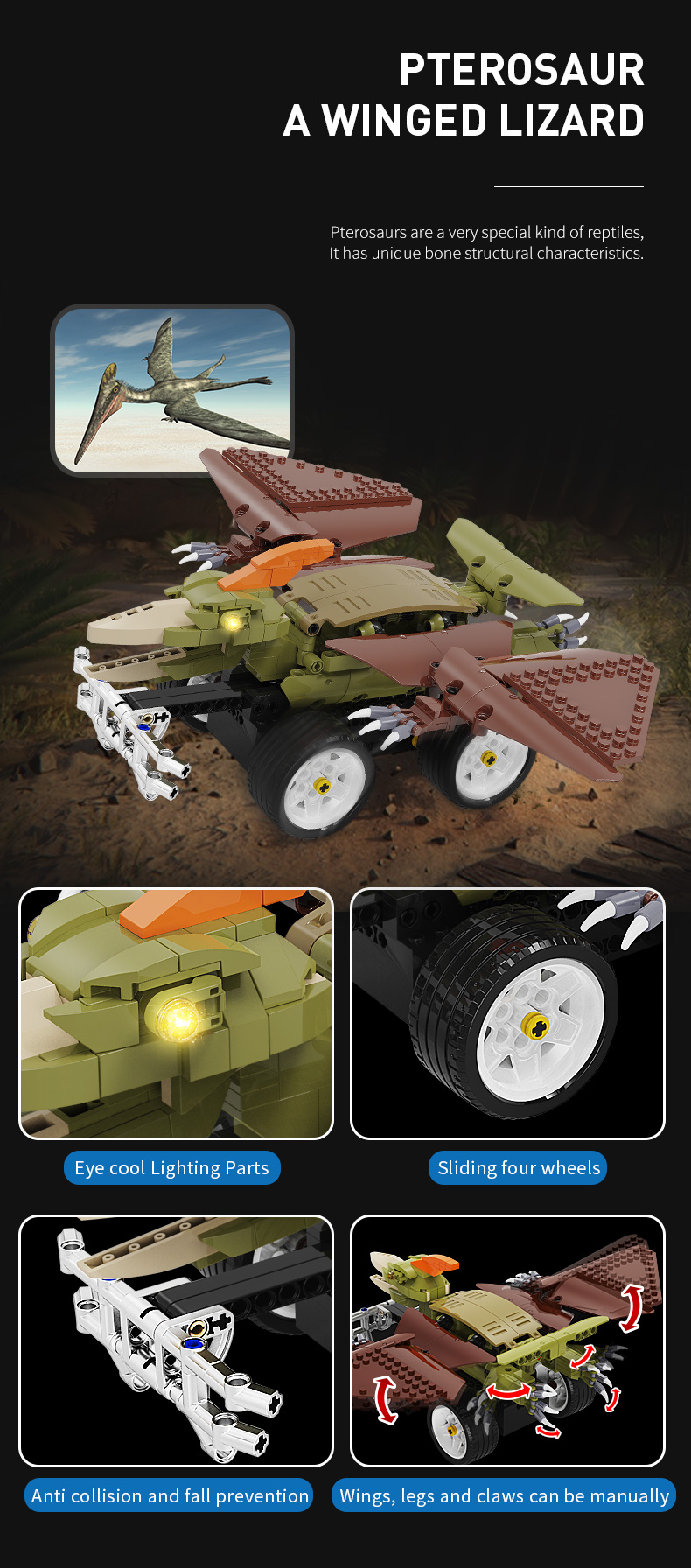 Creative Electronic Dinosaur Toys DIY Educational Rc Car Kids Blocks Toys Building