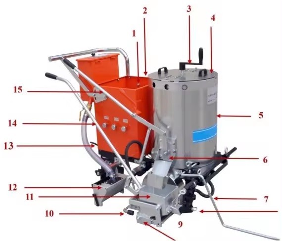 Hand Push Thermoplastic Road Marking Machine With High Capacity 100kg Tanks And Plug-in Manually Mixer Devices