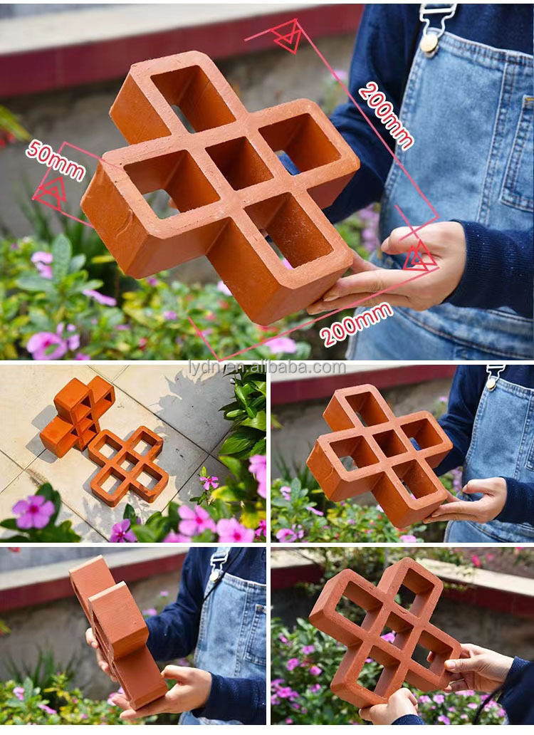 Terracotta Breeze Block Mold M Shape Wall Panel Interior Decorative Fire Bricks For Exterior Perforated Decoration Design