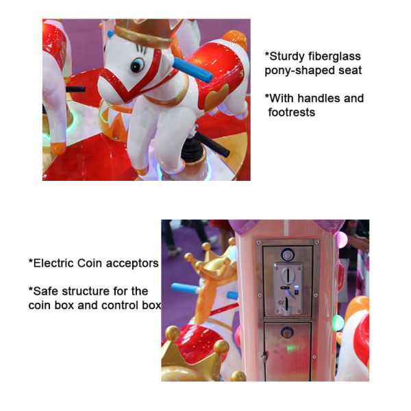 Carousel Merry Go Round Kiddie Ride 3 Seats For Indoor Amusement Park