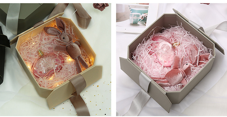 Octagonal Valentine'S Day Packaging Boxes , Ultraportable Fancy Paper Gift Box