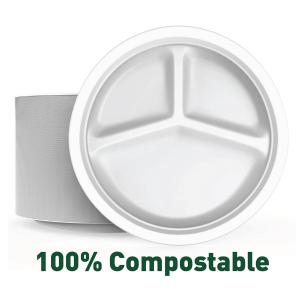 China OEM Multi Role Sugar Cane Fibers 3 Compartment Paper Plates wholesale
