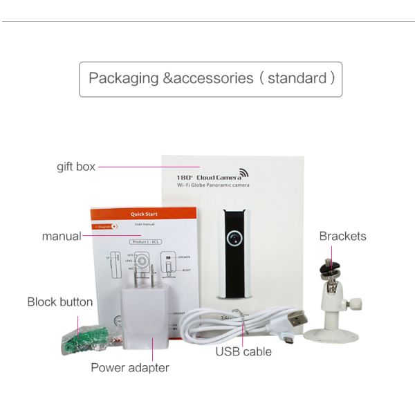 720P High Definition Optional Security Camera 180 Degree View For Housing