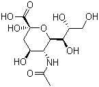 CAS # 131-48-6, N-Acetylneuraminic acid, 5-Acetamido-3,5-dideoxy-D-glycero-D-galactonulosonic acid, o-Sialic acid, Galactononulosonic acid, Lactaminic acid, NANA
