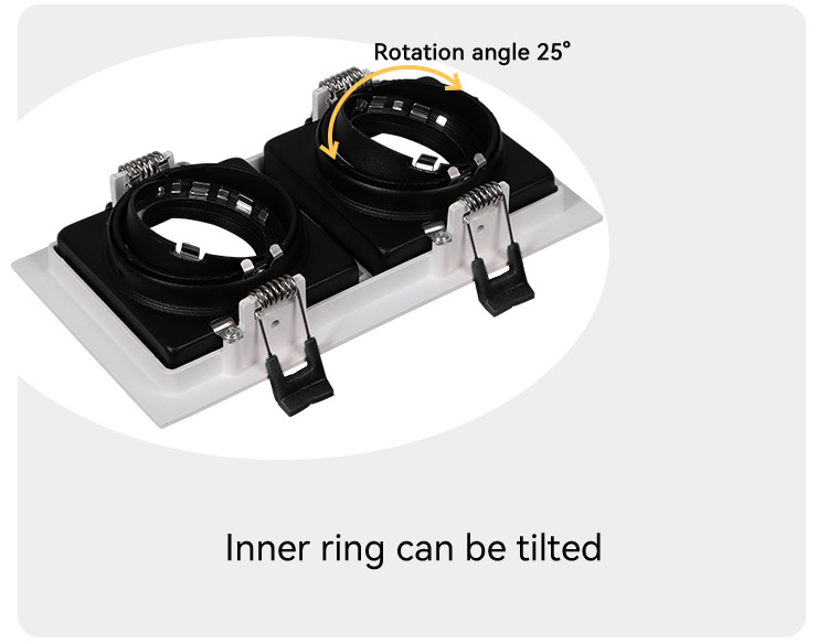 Dual-head GU10 MR16 Commercial Adjustable Recessed Spotlight Downlight Frame