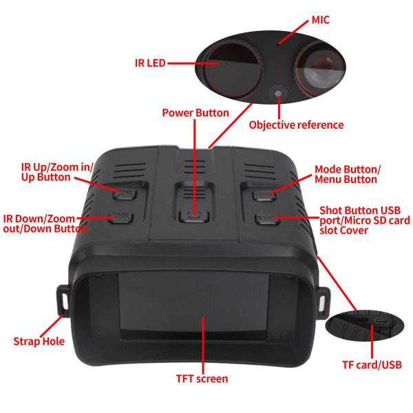 NVG Digital Infrared Night Vision Goggles Binoculars Red Low Light Full Color 4K
