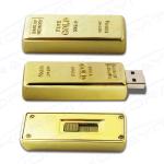 Golden Bar Metal USB Flash Drive, Graceful Bank Gifts Flexible Memory Stick Hard