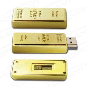 Golden Bar Metal USB Flash Drive, Graceful Bank Gifts Flexible Memory Stick Hard Box Pack