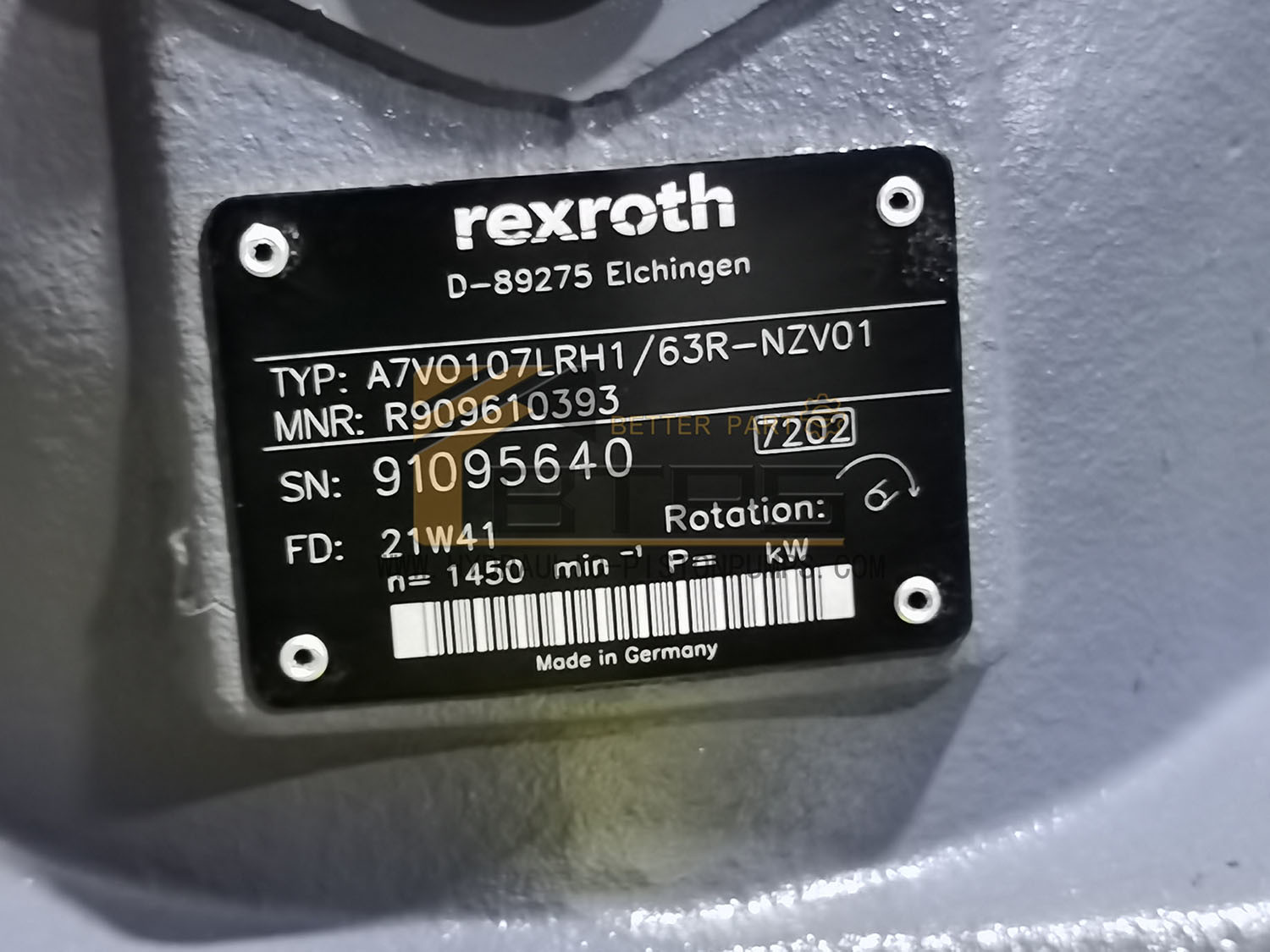 A7VO107LRH1/63R-NZV01 A7VO107 Hydraulic Pump For Excavator A7VO107LRDS/63L-NZBO1 A7VO107LRH Piston Plunger Pump