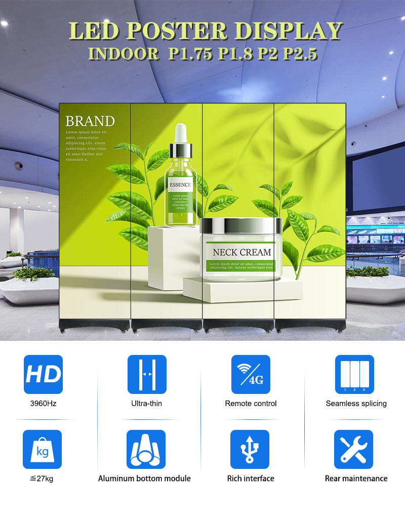 Digital Video Advertising LED Mirror Screen Indoor Ultra Thin Portable P1.75 P2 P2.5