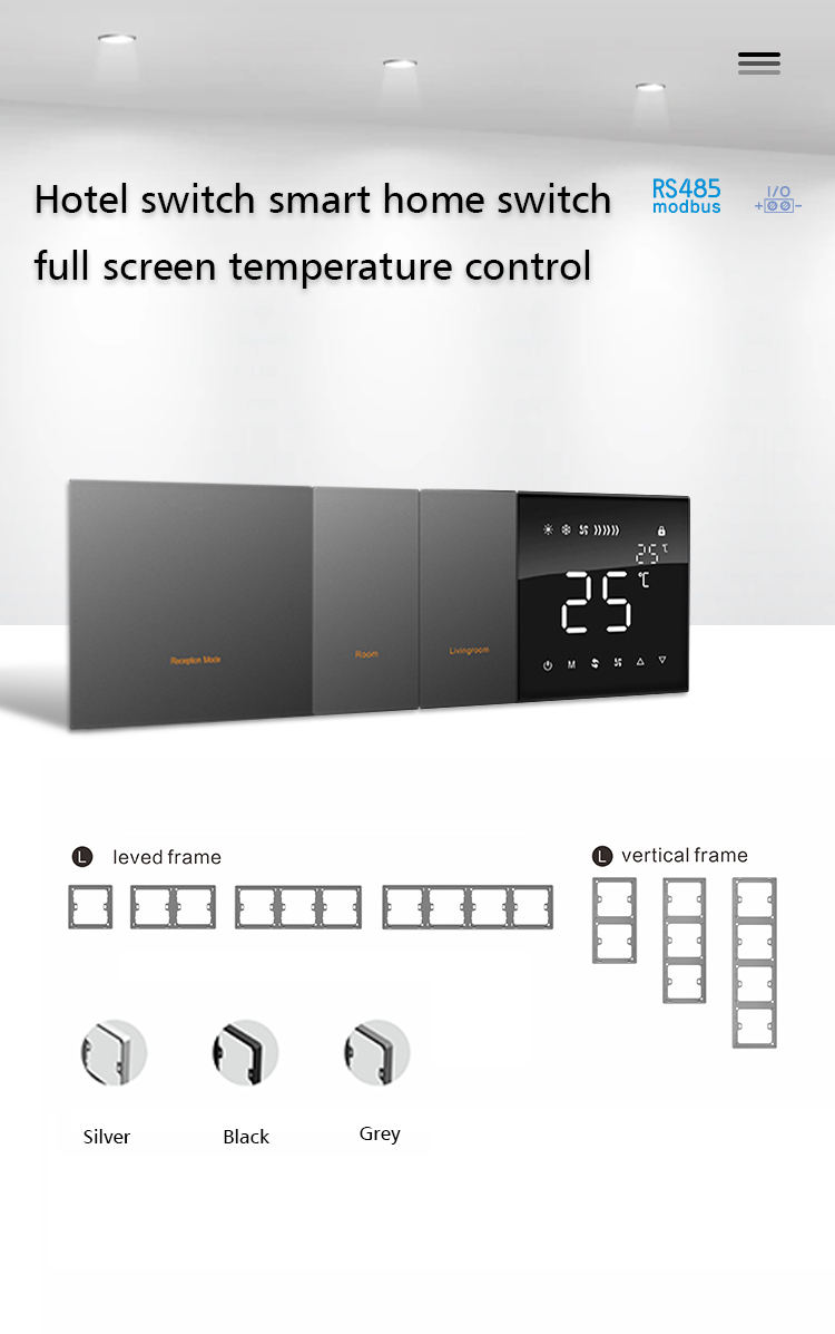 12V Home Smart Thermostat Black Color Modbus RS485 Protocol