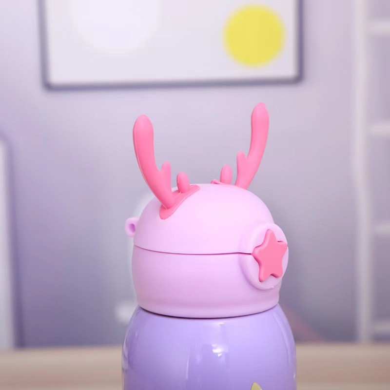 Stainless Steel 17 Oz Unicorn Cups For Kids Cute Insulated Water Bottle With Straw Strap Leak-Proof Flask For Boys And Girls