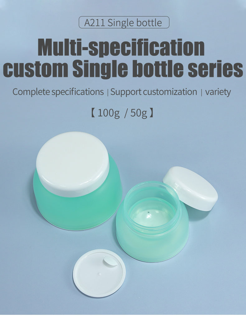 Matte Green Cosmetic Jar Airless 50 Gm Cream Jar Empty With Lid