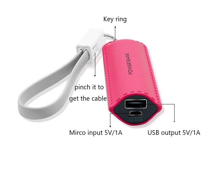 Pocket ABS 2600mah 5200mah Keyring Power Bank 5V1A