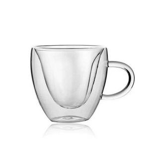 China Borosilicate Glass Double wall Cup Heart Shaped 180ml 240ml wholesale