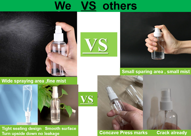 PET Empty Plastic Mist Spray Botle clear Perfume alcohol Refillable Plastic Spray Bottles with Fine Mist Sprayer Pump
