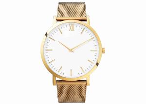 China Gold plating mesh band mens stainless steel watches stainless steel case back watch wholesale