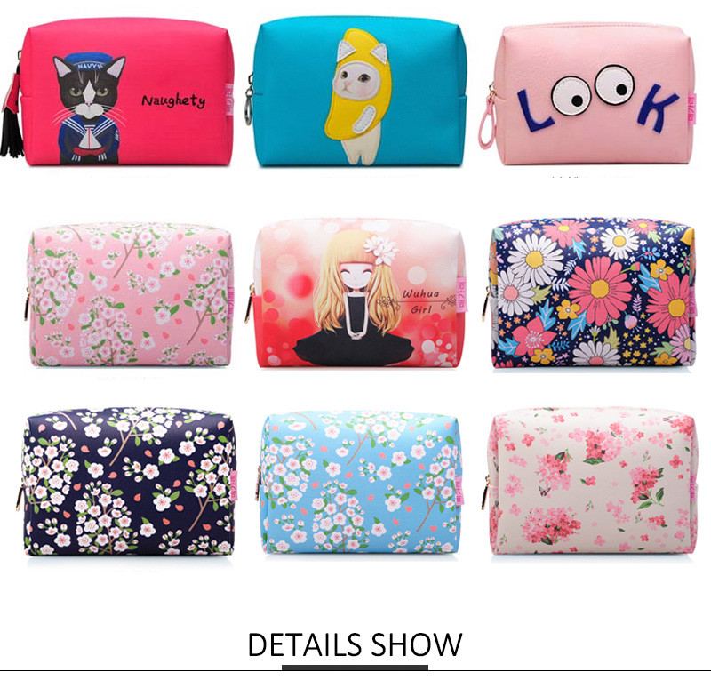L19.5*D8*H13 Cm Red Cartoon Printed PU Cosmetic Bag