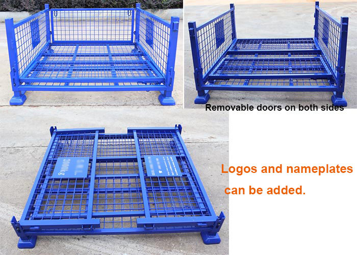 Wire Metal Cages And Pallets Lockable Stillage With Detachable Doors