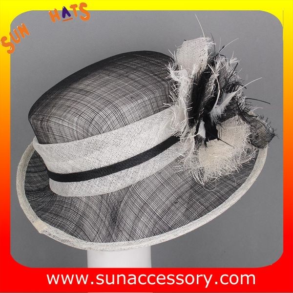 Elegant fancy Church sinamay hats for ladies ,Sinamay mid brim church hat