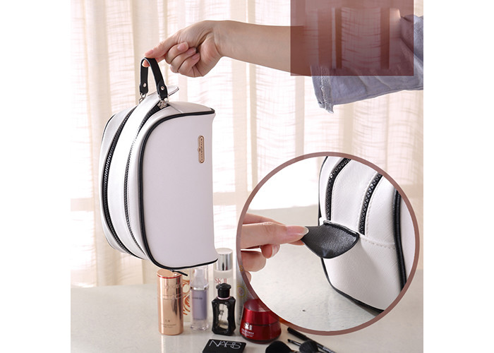 Multi - Functional Travel Makeup Pouch Separate Bag PU Leather Double Zipper