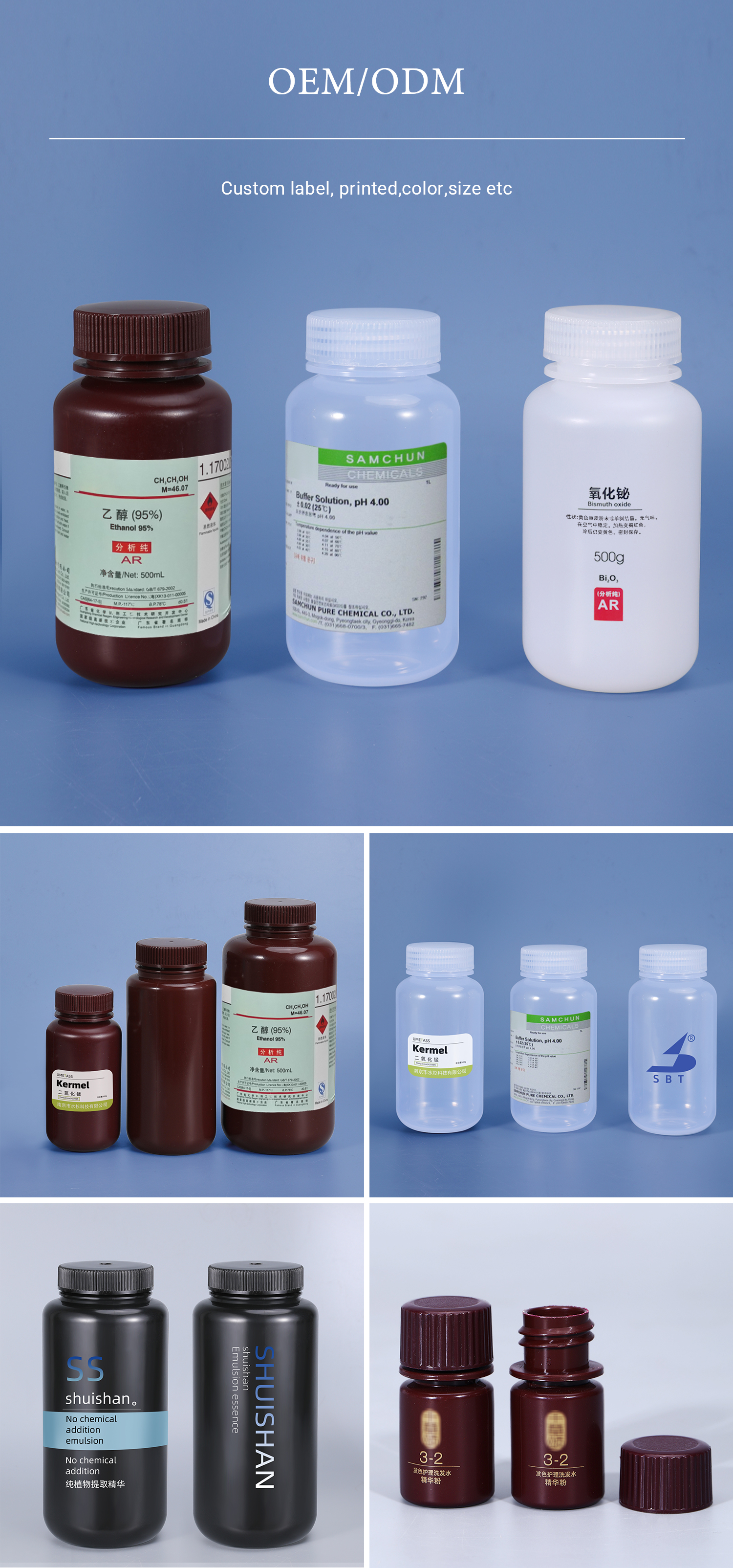 Customized Logo 250ml Wide-Mouth Plastic Clear Reagent Bottle Screw Cap for Medicine