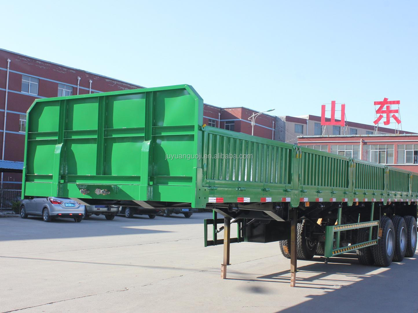 3 * 13ton Capacity Side Wall Flatbed Truck Semi Trailer 40T 3 Axles Cargo Transporting