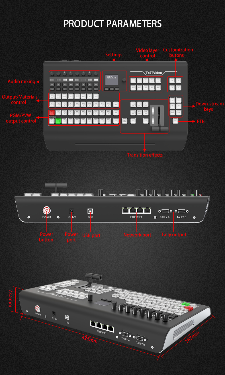 Switching Station Control Panel Compatible with BMD ATEM Switchers and vMix Software