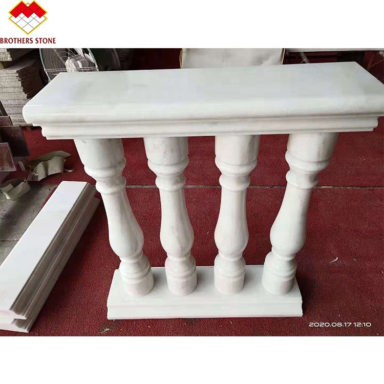 Customized Hotel or Villa White Marble Alabaster Stair Baluster Modern Design Style
