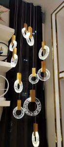 China Modern Crystal Ring Chandelier Creative Villa Hotel Restaurant Gold Pendant Light Staircase Chandeliers wholesale