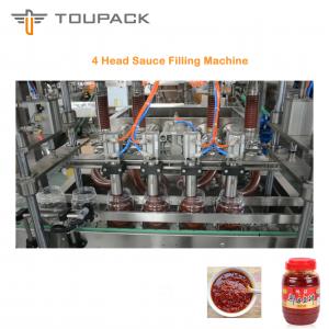 China PLC Sauce Packaging Machine Thick Broad Bean Sauce Filling 4 Head Liquid Filling System wholesale