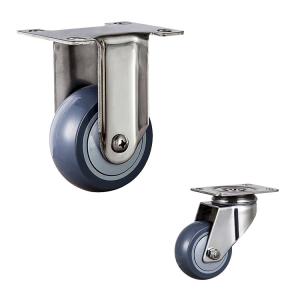 China 3'' Waterproof Trolley Fixed PU Stainless Steel Caster Wheels wholesale
