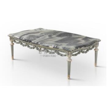 2019 New Design Antique Solid Wood With Fabric Elegant Luxury Coffee Table