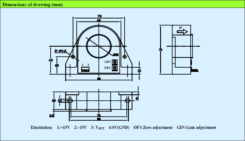 Black Color Hall Effect DC Current Sensor Open Loop Type CE RoHS Certificate