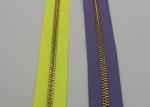 Golden Brass Long Chain Fashion Metal Zippers Bright Color Tape For Garment