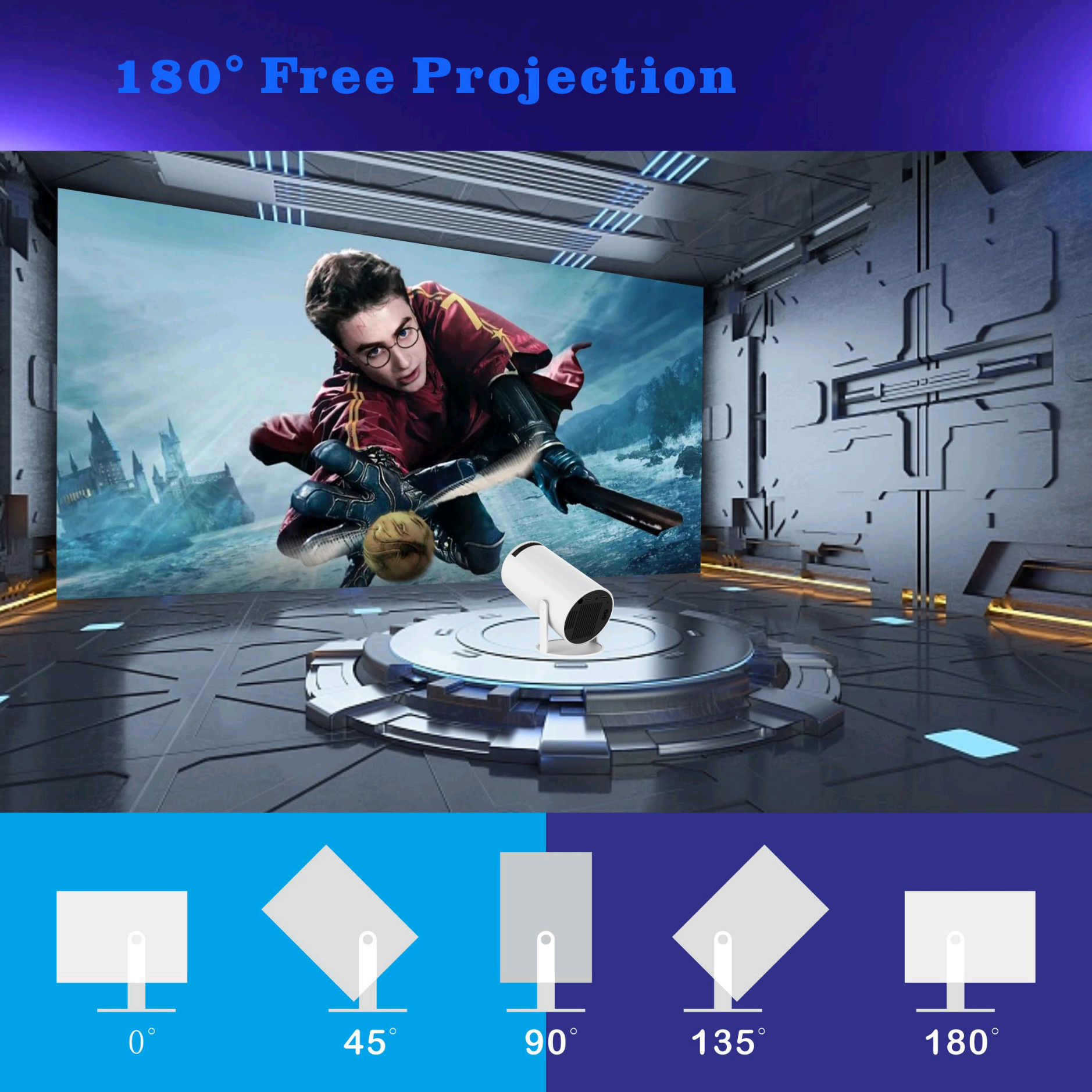 1G Buffer Memory Full HD LCD Projector with Quad-core ARM Cortex-A53 CPU