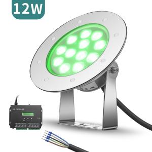 China 480LM Waterproof Led Underwater Light SS316L 12W DMX Control wholesale