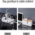 Plastic Small Cable Management Box With Bamboo Lid